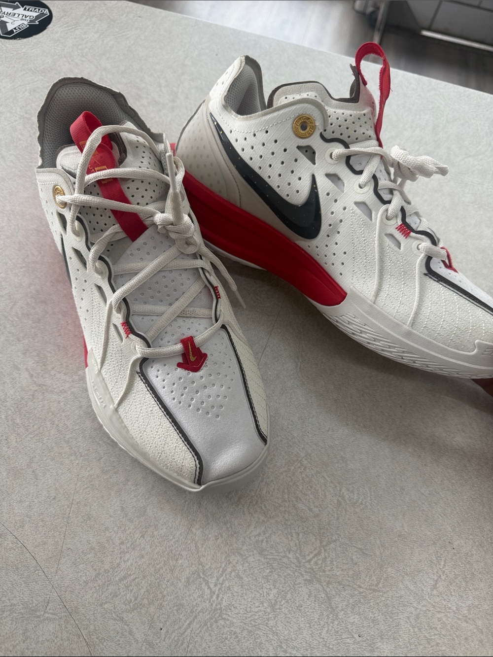 Nike Menโs White Black Red Athletic Sneakers
